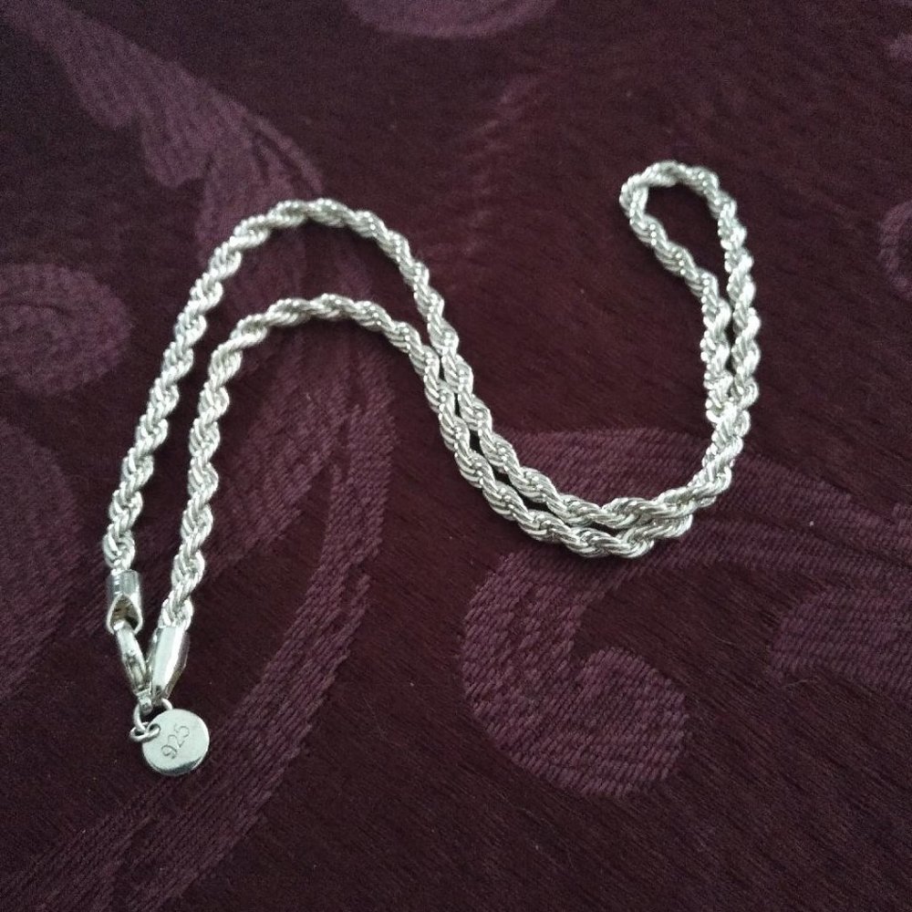 Sterling Silver 925 Rope Chain Necklace 19g NEW